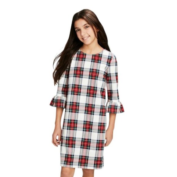 Vineyard Vines Girls Ruffle Sleeve Tartan Plaid Dress S (7–8) Marshmallow - Picture 4 of 13